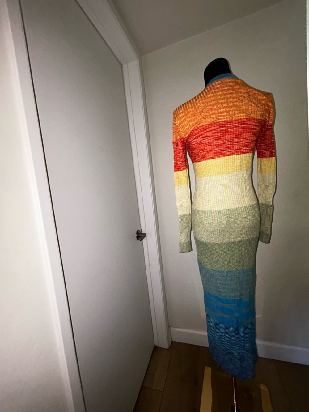 STAUD Multicolor Shoko Striped Knit Blue & Orange Accents Maxi Sweater Dress M - Picture 13 of 16